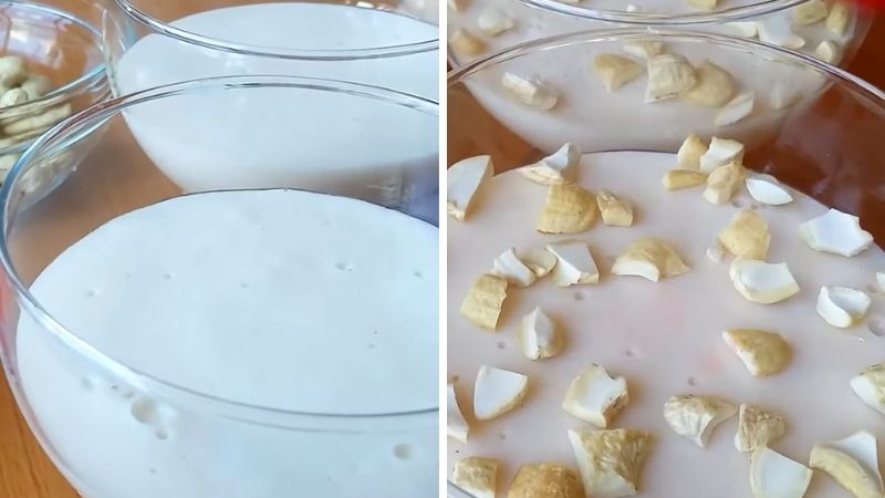 Trang trí Panna Cotta sữa chua với hạt khô
